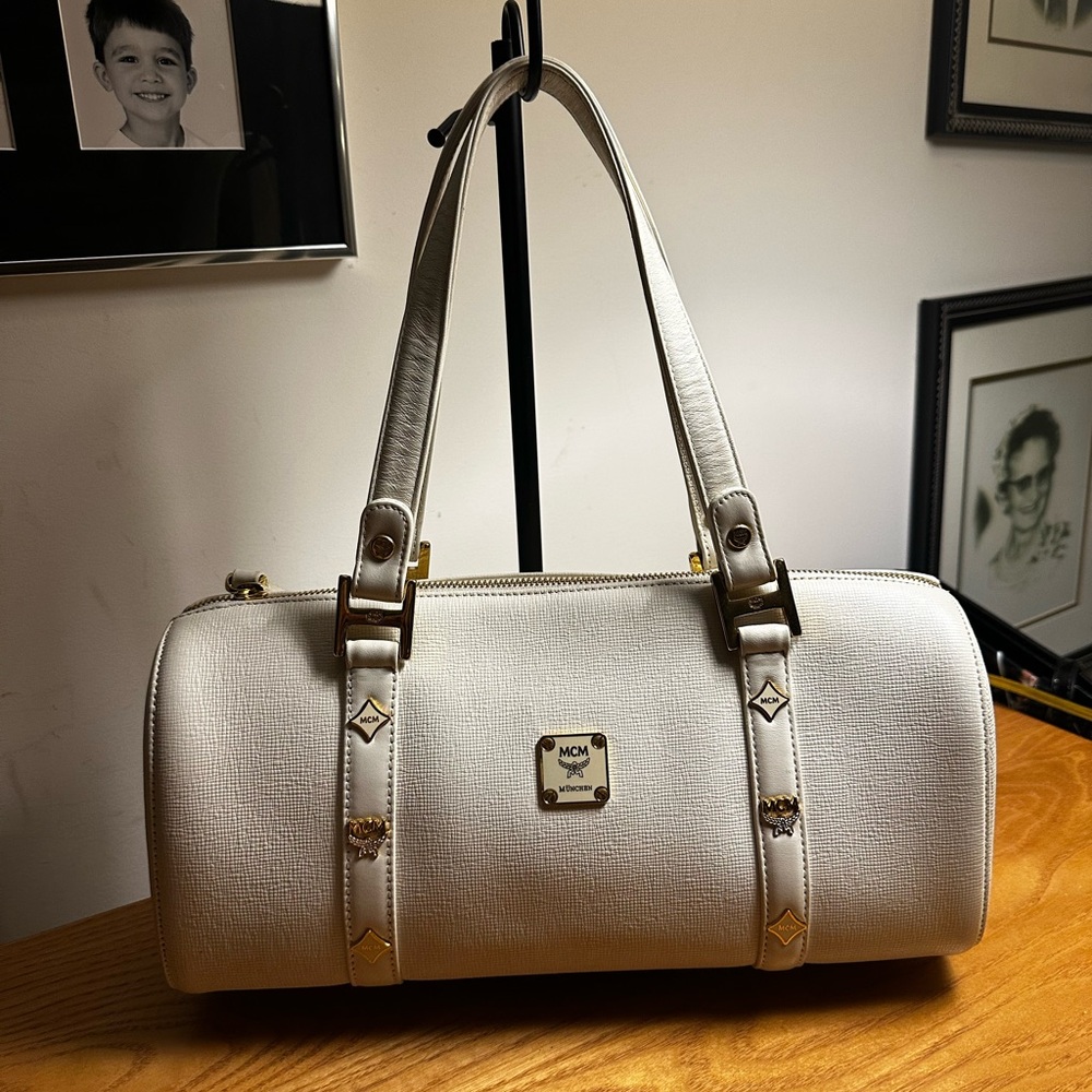 MCM White Leather Women's Barrel Bag - Picture 2 of 8